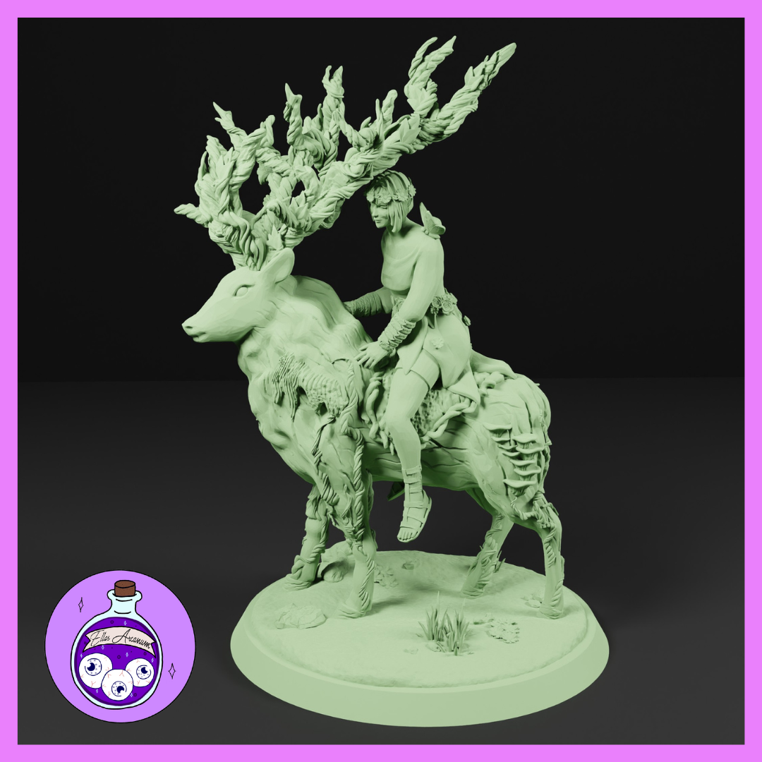 Eladrin Elf Druid Spring on Stag Mount by Ella's Arcanum Minis