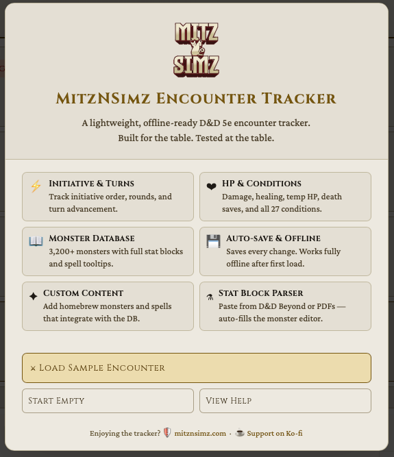 Mitz & Simz Encounter Tracker!
