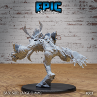 Insect Hulk Devourer Chase by Epic Miniatures — rear-angled view showing layered segmented armour plates across the thorax, sinuous musculature, broad taloned feet, and sweeping dorsal spines along the spine.