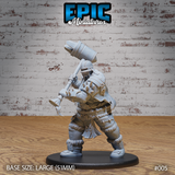 Hill Giant Juggernaut by Epic Miniatures — broad-shouldered giant in studded fur armour swinging a massive iron maul overhead, helmeted, mid-strike stance, on a large oval base.