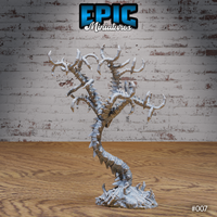 Bone Tree miniature shown from an elevated perspective — the canopy of skeletal arms and reaching hands dominates, with the fused ribcage and skull column visible below and the bone-strewn base beneath. Sculpt by Epic Miniatures.