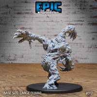 Limb Golem miniature by Epic Miniatures showing the creature rearing upright, one arm stretched forward with splayed claws, twisted limb formations rising from the back, and trapped faces visible across the heavily textured torso. Large 51mm base.