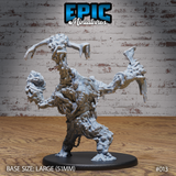 Multi-limbed flesh golem leaning forward aggressively, branching upper limbs spread wide, torso bearing a circular fanged mouth and embedded face details. Sculpt by Epic Miniatures.