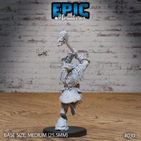Orc warrior viewed from behind and side, hammer raised high, showing thick fur mantle across the shoulders, layered armour, skull-decorated belt, and bare gnarled feet. Sculpt by Epic Miniatures.