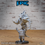 Stocky dwarf in layered robes and buckled belt, both fists raised, with a vast snarling spirit entity erupting above him — clawed hands, sweeping flame-like forms and a roaring face. Sculpt by Epic Miniatures.