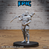 Hobgoblin Hunter miniature facing forward, gripping a recurve bow rested over one shoulder, quiver packed with arrows at his back, wearing layered plate armour with scaled pauldrons and a fur-trimmed loincloth. Sculpt by Epic Miniatures.