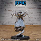 Lich miniature seen from the rear showing scaled spine armour, flowing cloak with knotwork detail, braided tendrils cascading down the back, and a twisted rope braid base. Sculpt by Epic Miniatures.