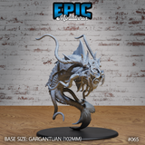 Elder Aboleth miniature by Epic Miniatures — coiling creature rearing forward, clusters of unblinking eyes and open fanged maw, long antennae overhead, tentacles curling beneath, on a 102mm oval base.