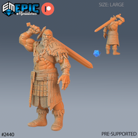 3D printed Half Frost Giant miniature by Epic Miniatures, 32mm scale, unpainted resin — a towering giant-kin warrior sculpted for D&D and tabletop RPG encounters