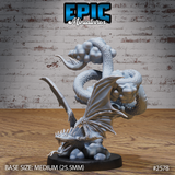 Winged serpent miniature coiling upward around a sculpted cloud mass, wings spread and head lowered, small dragon-like features at base. Sculpt by Epic Miniatures.