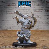 Horned dragonborn in a flowing ornate robe raising both clawed hands, with spirit-smoke coiling around his forearms and pooling at his feet. Sculpt by Epic Miniatures.