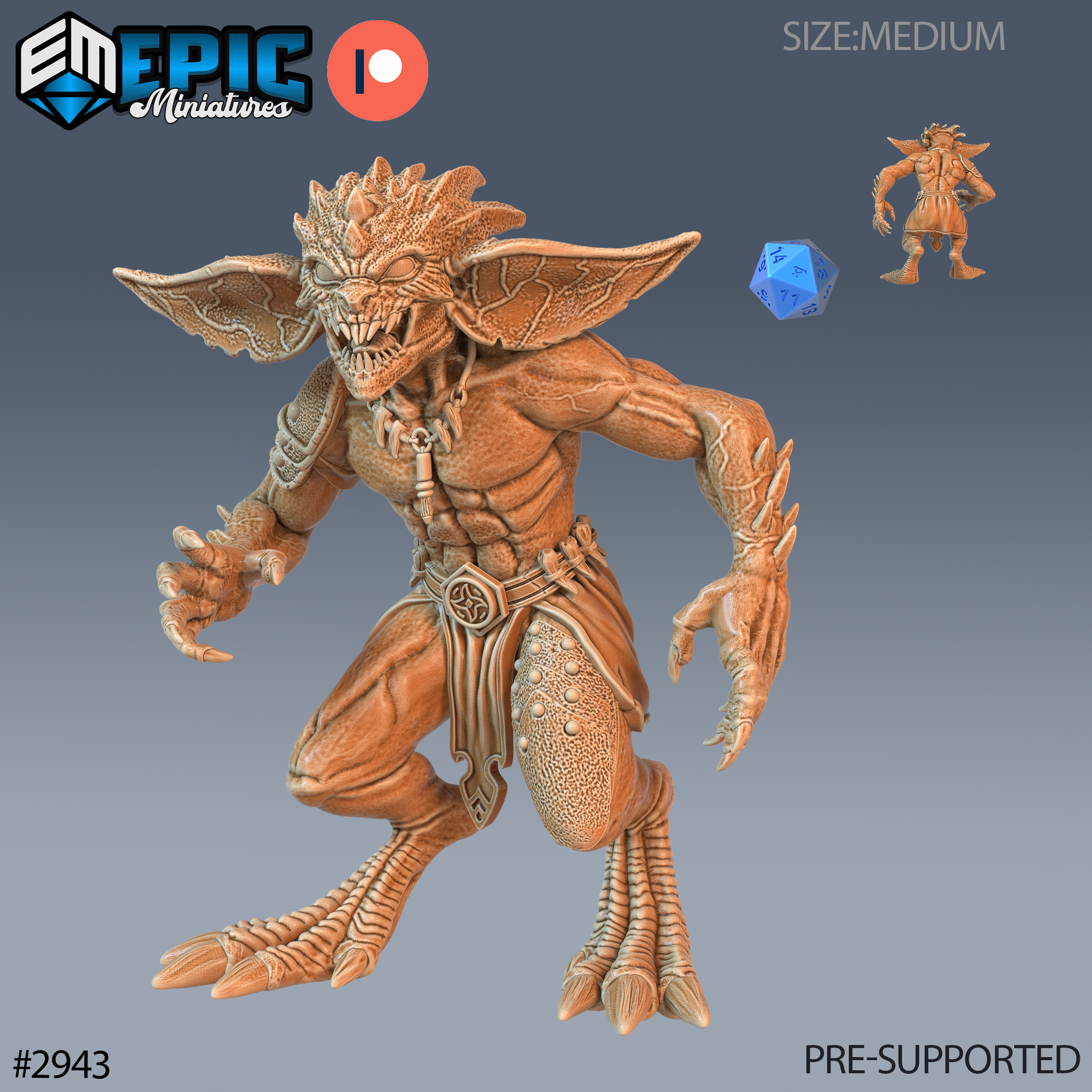 Savage Echo Goblin 32mm resin miniature by Epic Miniatures — unpainted feral goblin figure in an aggressive pose, supplied for D&D and tabletop RPG use