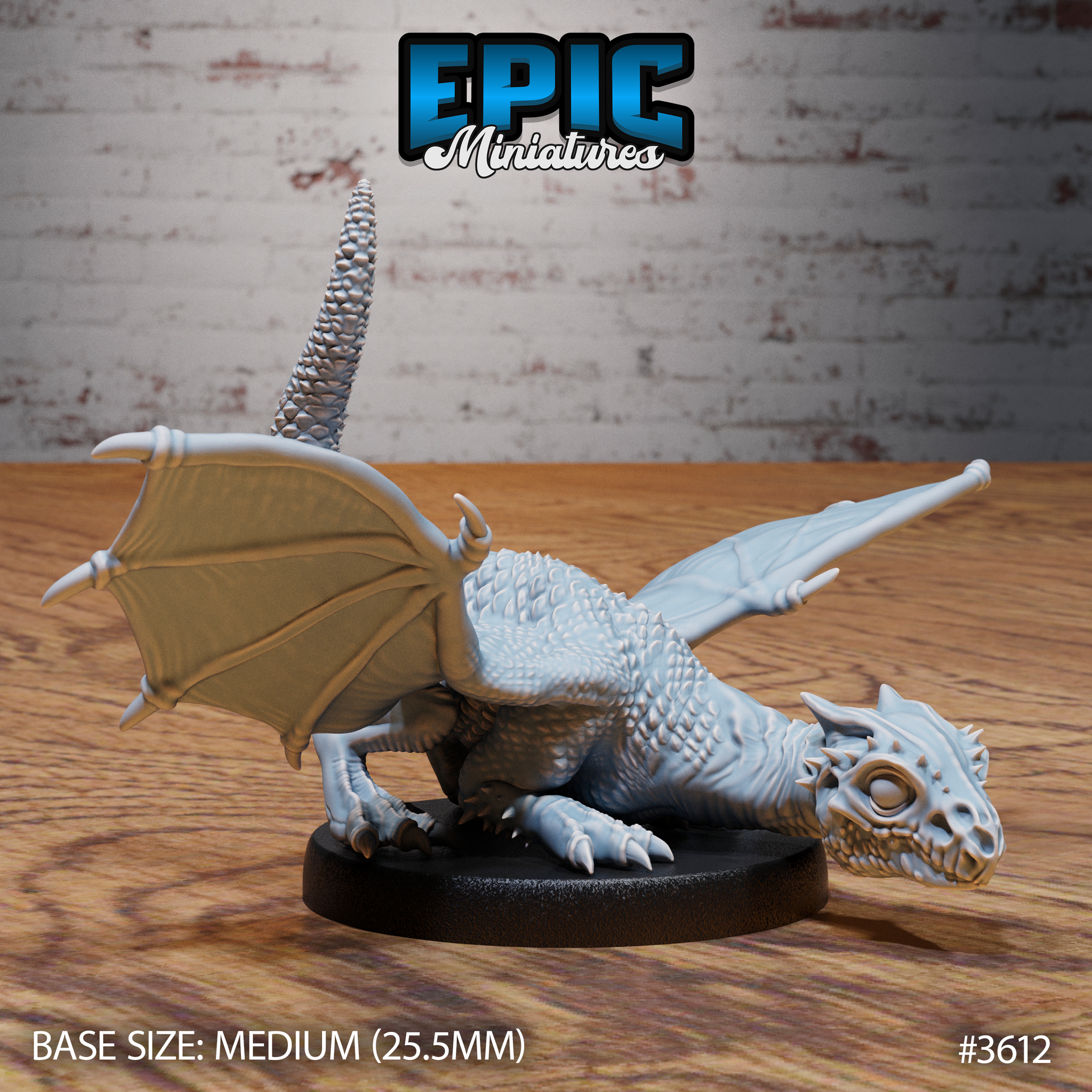 White Dragon Wyrmling Hiding by Epic Miniatures