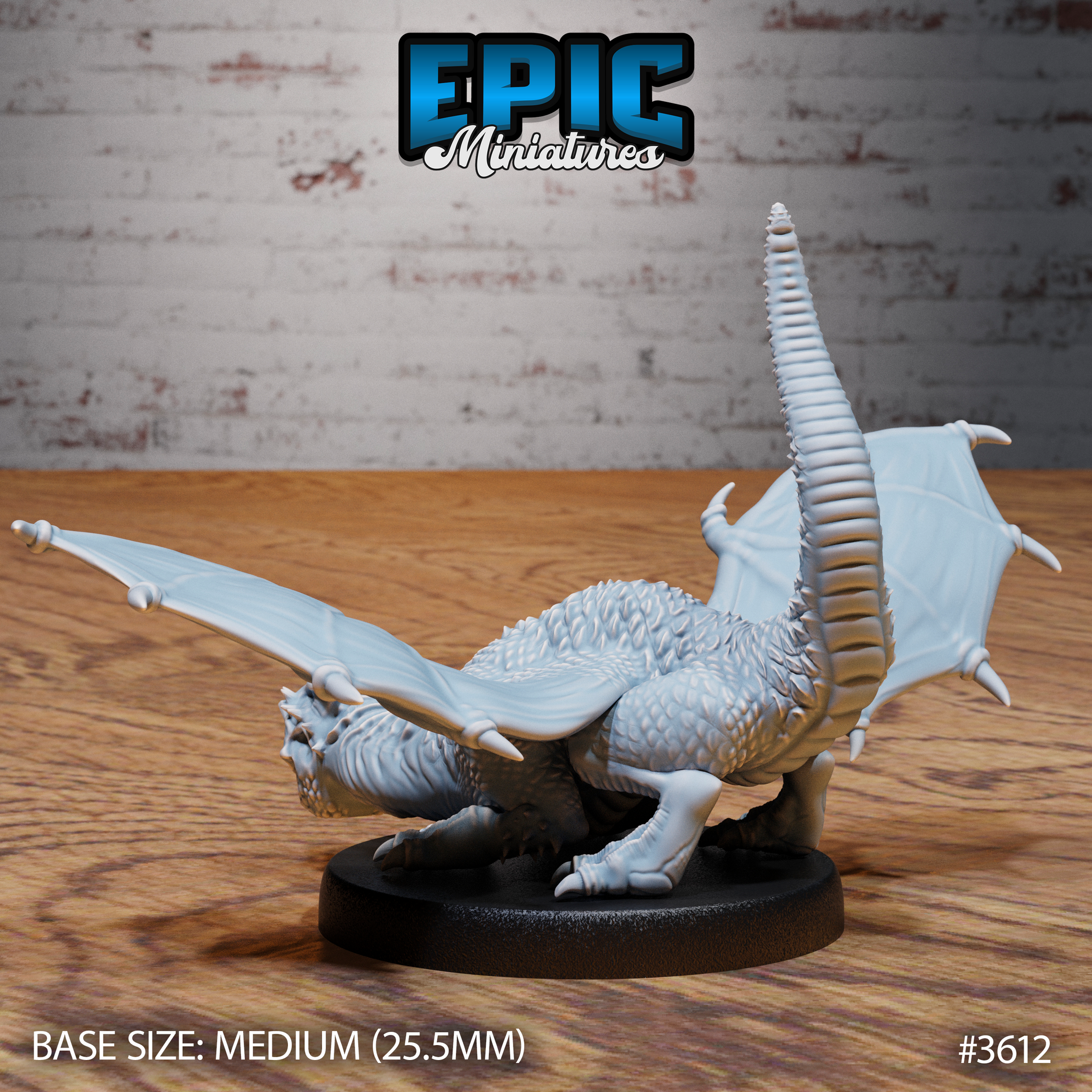 White Dragon Wyrmling Hiding by Epic Miniatures