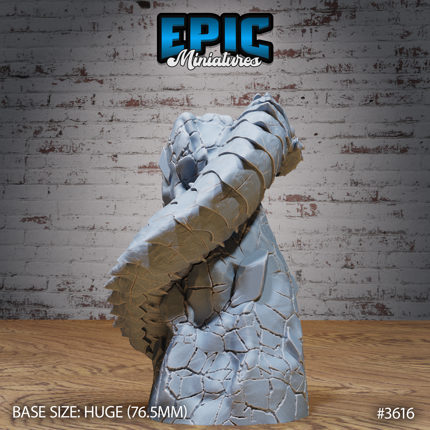 Rear three-quarter view of the unpainted grey resin Frost Worm Climbing miniature by Epic Miniatures — showing the layered dorsal scales, coiling body mass, and sweeping tail detail on the 76.5mm Huge base