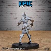 Deep One Spawn by Epic Miniatures — rear view showing pronounced spinal ridge of bony spines running from neck to lower back, taut muscular definition, clawed hands visible at sides, knotted rope loincloth wrapped around waist.