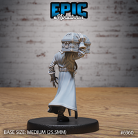 Mind flayer figure viewed from behind, showing a flowing greatcoat, belted waist, and clawed hand gripping the side of an iron-banded chest resting on the shoulders. Sculpt by Epic Miniatures.