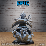 Armoured aberration figure perched atop a billowing sculpted energy mass, carapace chest plate visible, clawed hands extended outward, spiked helmet crown prominent. Sculpt by Epic Miniatures.