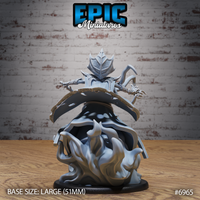 Armoured aberration figure perched atop a billowing sculpted energy mass, carapace chest plate visible, clawed hands extended outward, spiked helmet crown prominent. Sculpt by Epic Miniatures.