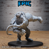 Canoloth fiend crouching low in attack pose, clawed hands raking forward, with a long barbed tendril coiling from its side, heavy segmented chest armour and lamprey-toothed head. Epic Miniatures sculpt.