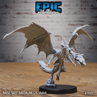 Draconic Demon Amethyst Breath by Epic Miniatures — winged fiend with arms raised and one clawed hand forward, spined head, scale-plate armour, barbed tail, rocky base.
