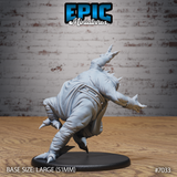 Broad-backed aberration caught in a charging crouch, spined ridge visible along the spine, thick clawed legs splayed wide, leathery skin with deep texture across the shoulders and haunches. Sculpt by Epic Miniatures.