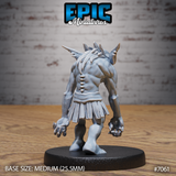 Ghoul miniature seen from behind, spine ridges clearly defined down the back, wickedly elongated swept-back ears prominent, arms hanging low with grasping clawed fingers. Sculpt by Epic Miniatures.