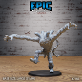 Experiment Alpha Jump by Epic Miniatures: a large segmented construct leaping with both arms flung wide, grasping hands outstretched, heavy chains trailing from a stitched and plated torso. One leg raised mid-leap.