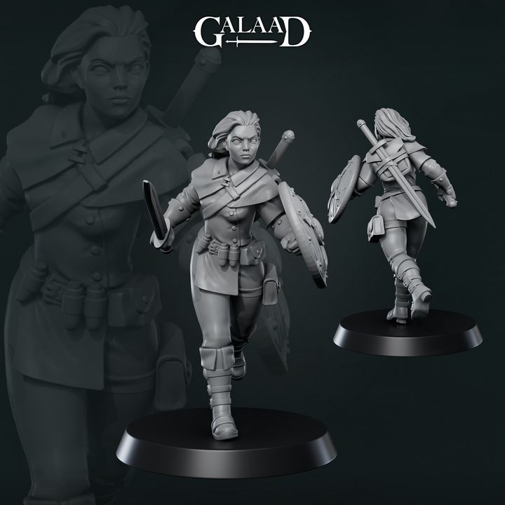 Masked Fighter Female Miniature – Galaad Miniatures – Fantasy Dungeons And Dragons D&D Mini