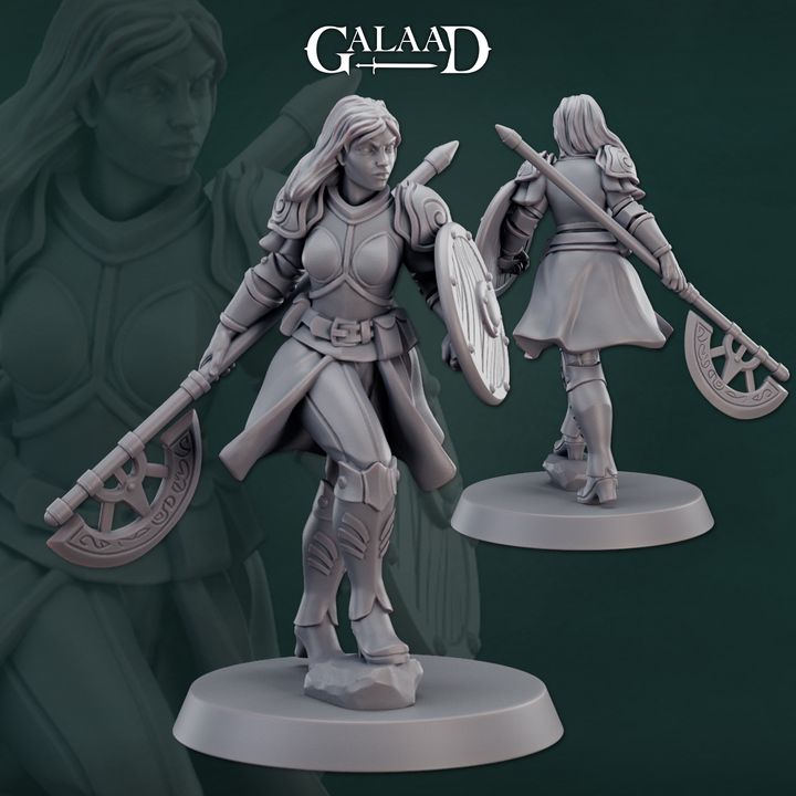 Female Spear Warrior 01 by Galaad Miniatures