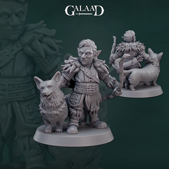 Male Gnome Ranger w/Corgi 01 by Galaad Miniatures