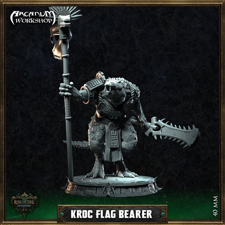 Lizardman Flag Bearer by Arcanum Workshop