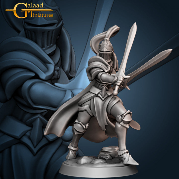Female Knight w/Dual Swords 01 by Galaad Miniatures