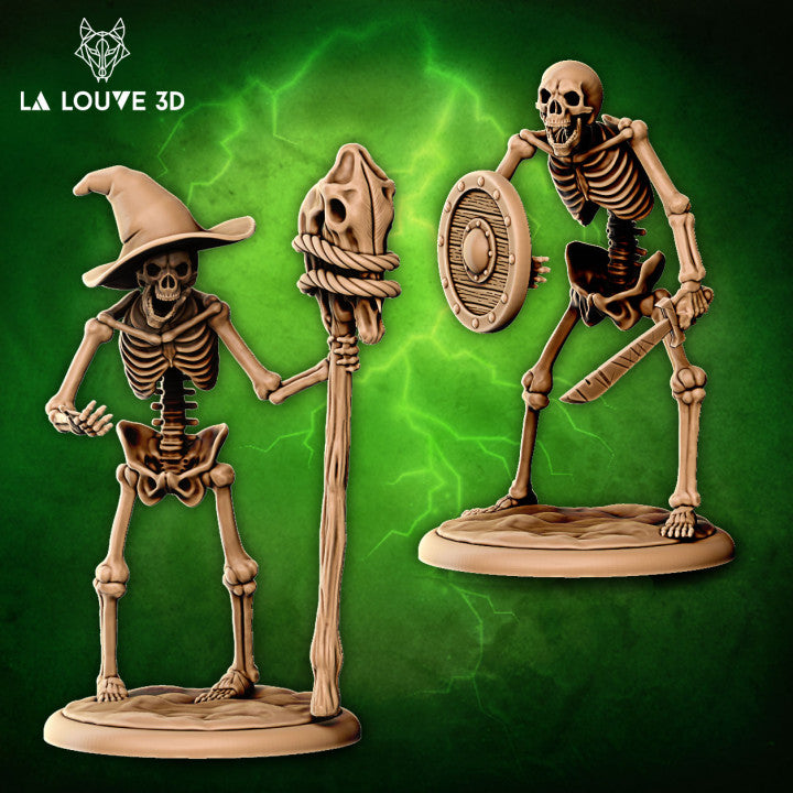 Skeleton Warrior / Wizard by La Louve 3D