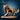 Digital render of a lion-faced wolf-bodied fantasy beast miniature by La Louve 3D, shown in unpainted tan resin. The creature is posed mid-stalk with one front paw reaching forward, a dense leonine mane framing a broad heavy face, a feathered layered tail raised behind it, and strong muscular haunches. Mounted on an oval scenic base. 32mm scale.