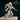 Air Genasi female rogue in a wide combat lunge, longsword extended in her right hand and a short blade raised in her left, wearing layered armour over a flowing split coat, long hair swept dramatically upward. Sculpt by DnD Is A Woman.
