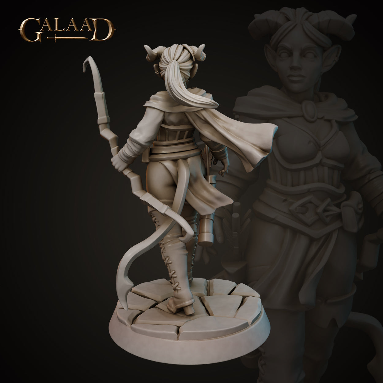 Female Tiefling Archer 01 by Galaad Miniatures