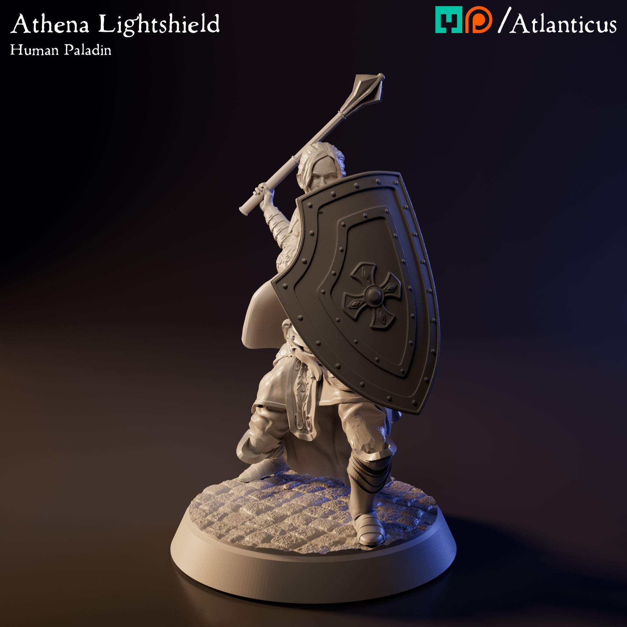 Athena Lightshield Human Paladin w/Mace by Atlanticus Arts