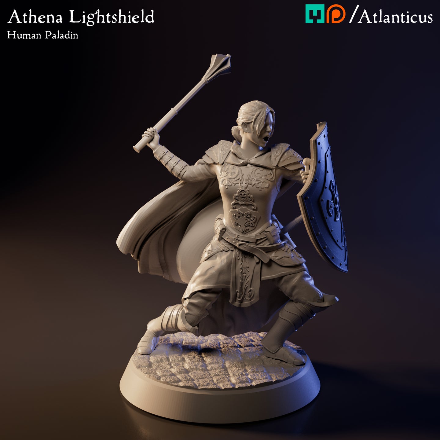 Athena Lightshield Human Paladin w/Mace by Atlanticus Arts