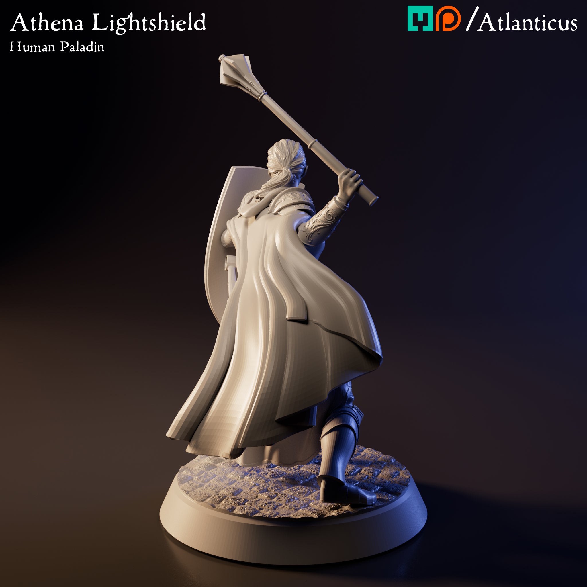 Athena Lightshield Human Paladin w/Mace by Atlanticus Arts