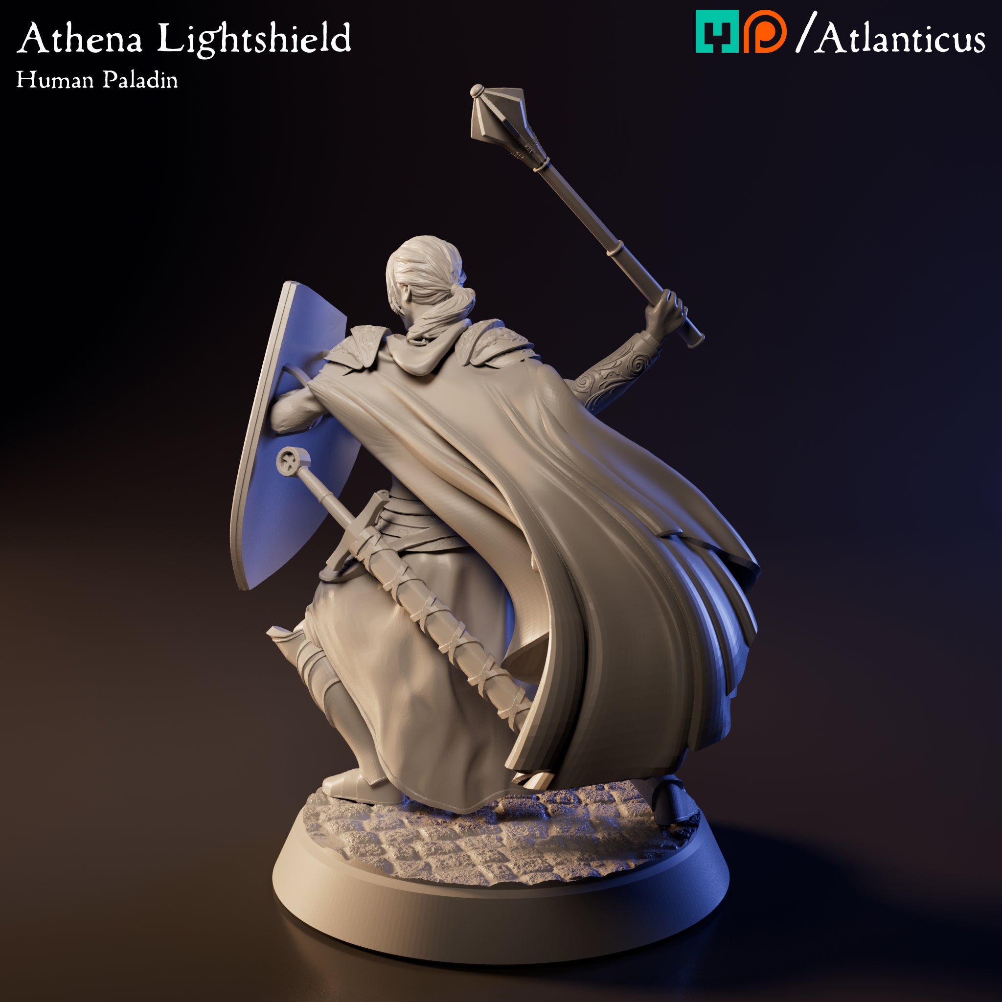 Athena Lightshield Human Paladin w/Mace by Atlanticus Arts