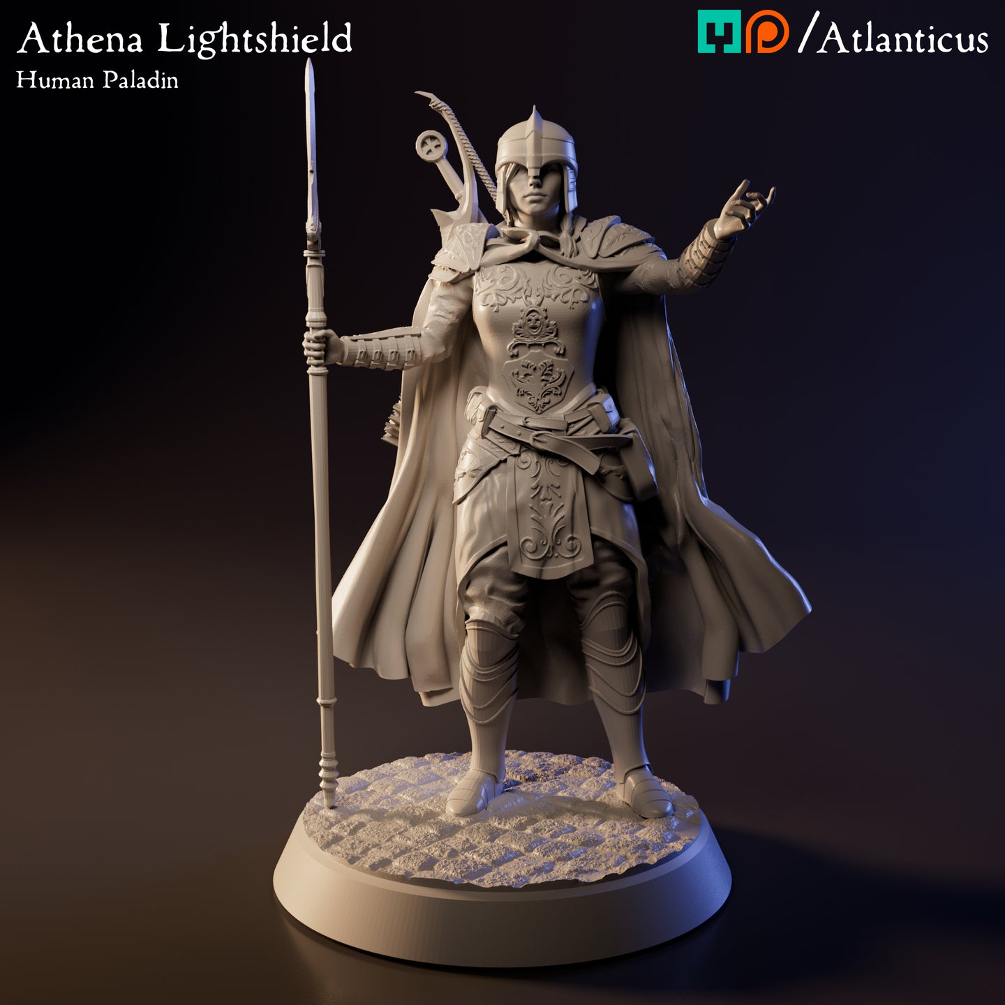 Athena Lightshield Human Paladin w/Spear by Atlanticus Arts