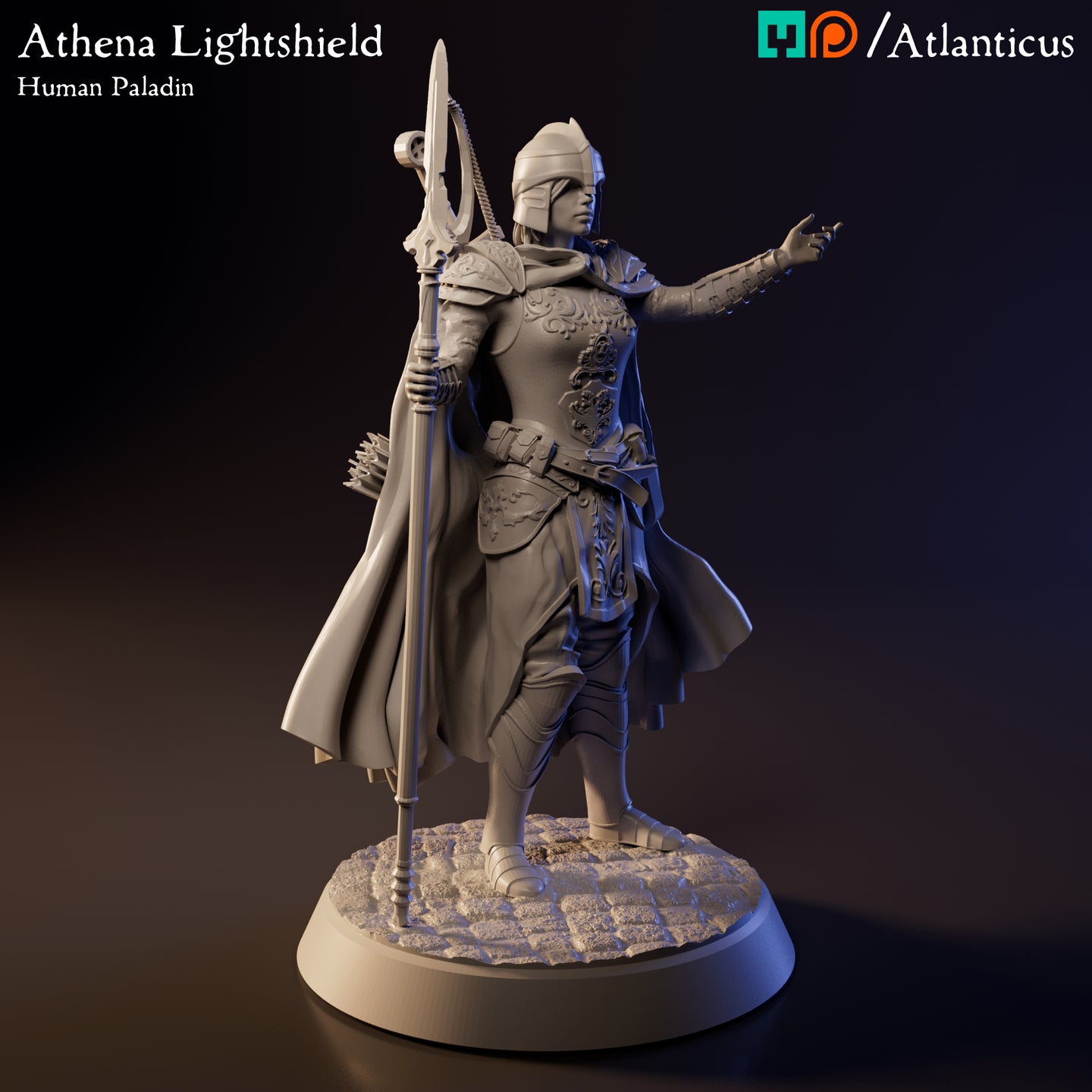 Athena Lightshield Human Paladin w/Spear by Atlanticus Arts