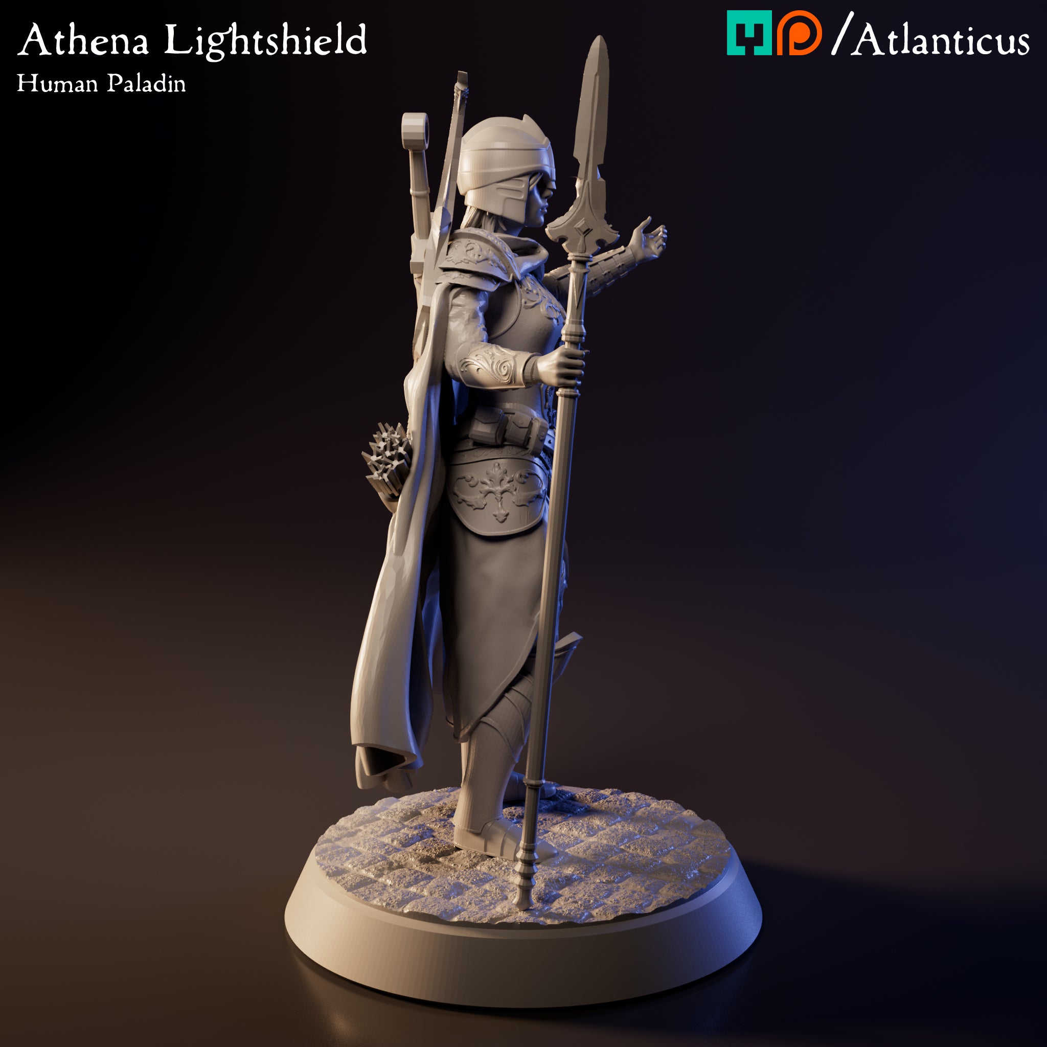 Athena Lightshield Human Paladin w/Spear by Atlanticus Arts