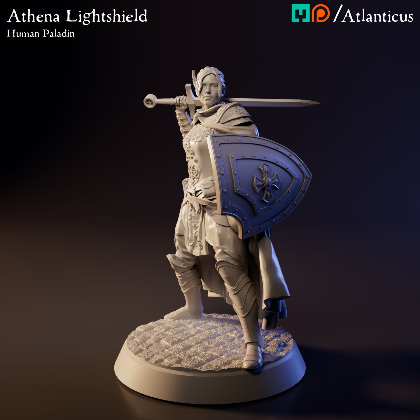 Athena Lightshield Human Paladin w/1H Sword by Atlanticus Arts