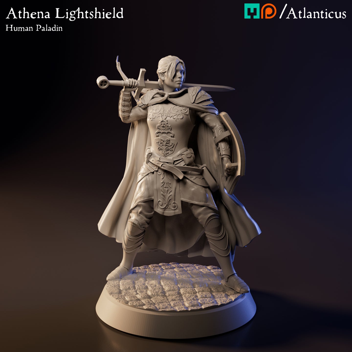 Athena Lightshield Human Paladin w/1H Sword by Atlanticus Arts