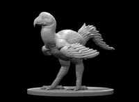 Axe Beak miniature by MZ4250 — flightless bird with hooked beak, fanned tail feathers, folded wing plumage, and detailed scaled legs in a forward-striding pose.