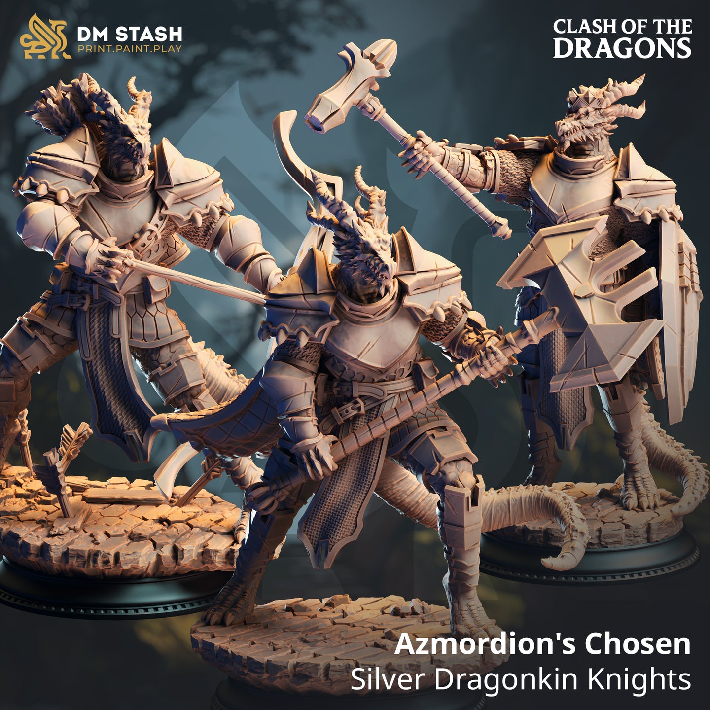 Silver Dragonborn Knights Bundle by DM Stash