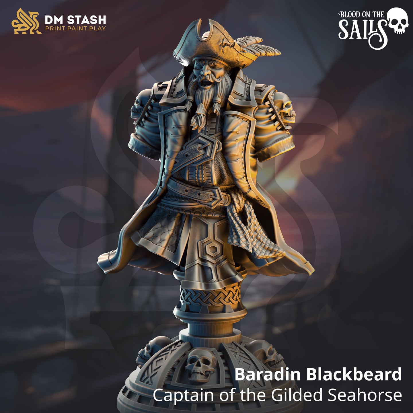 Captain of the Gilded Seashorse (Baradin Blackbeard) Bust  by DM Stash