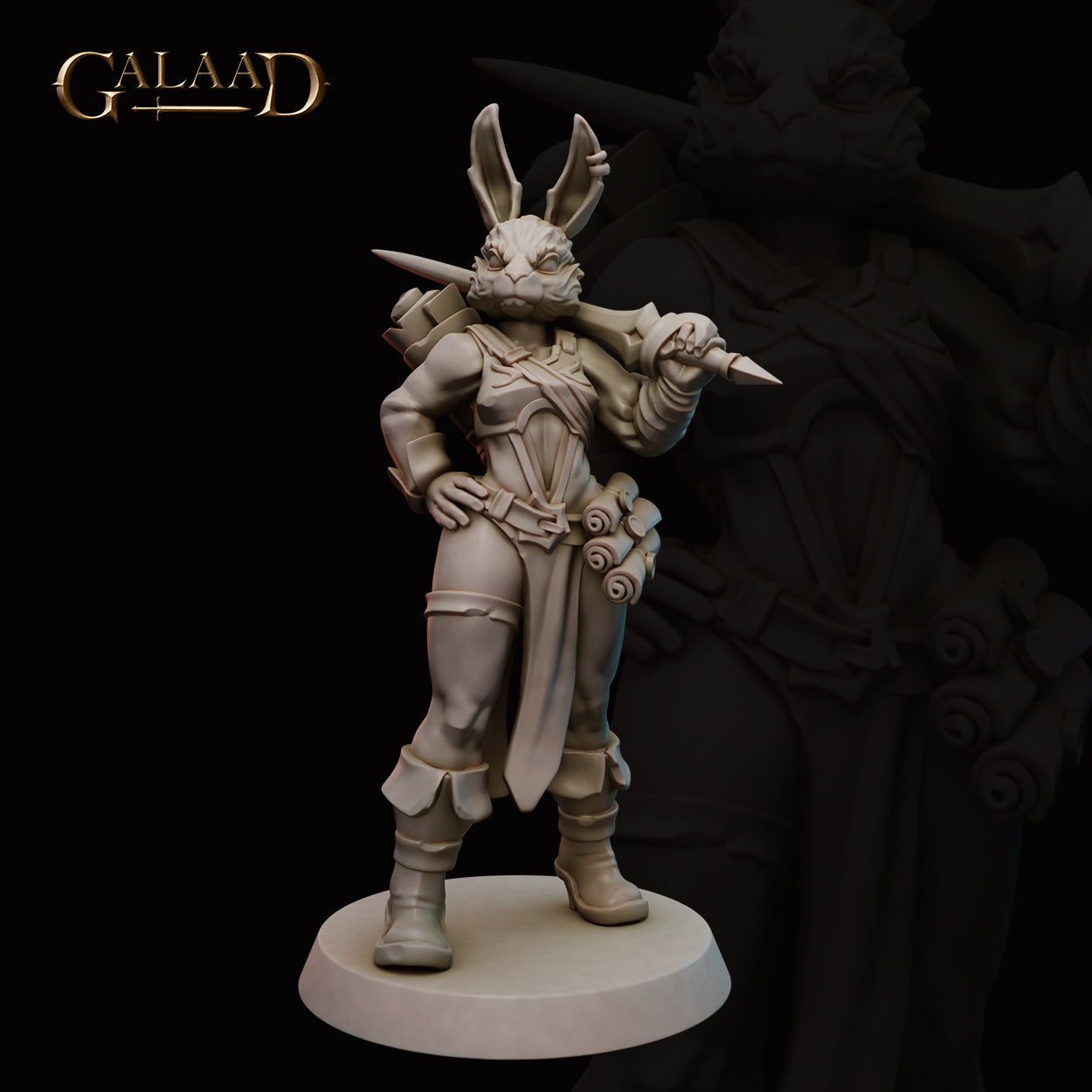 Female Rabbitfolk Battlemage 01 by Galaad Miniatures